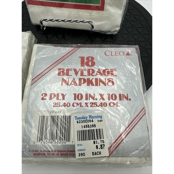 Lot Of 3 Vintage Beverage Size Christmas Napkins. Hallmark Gibson - Picture 2 of 3